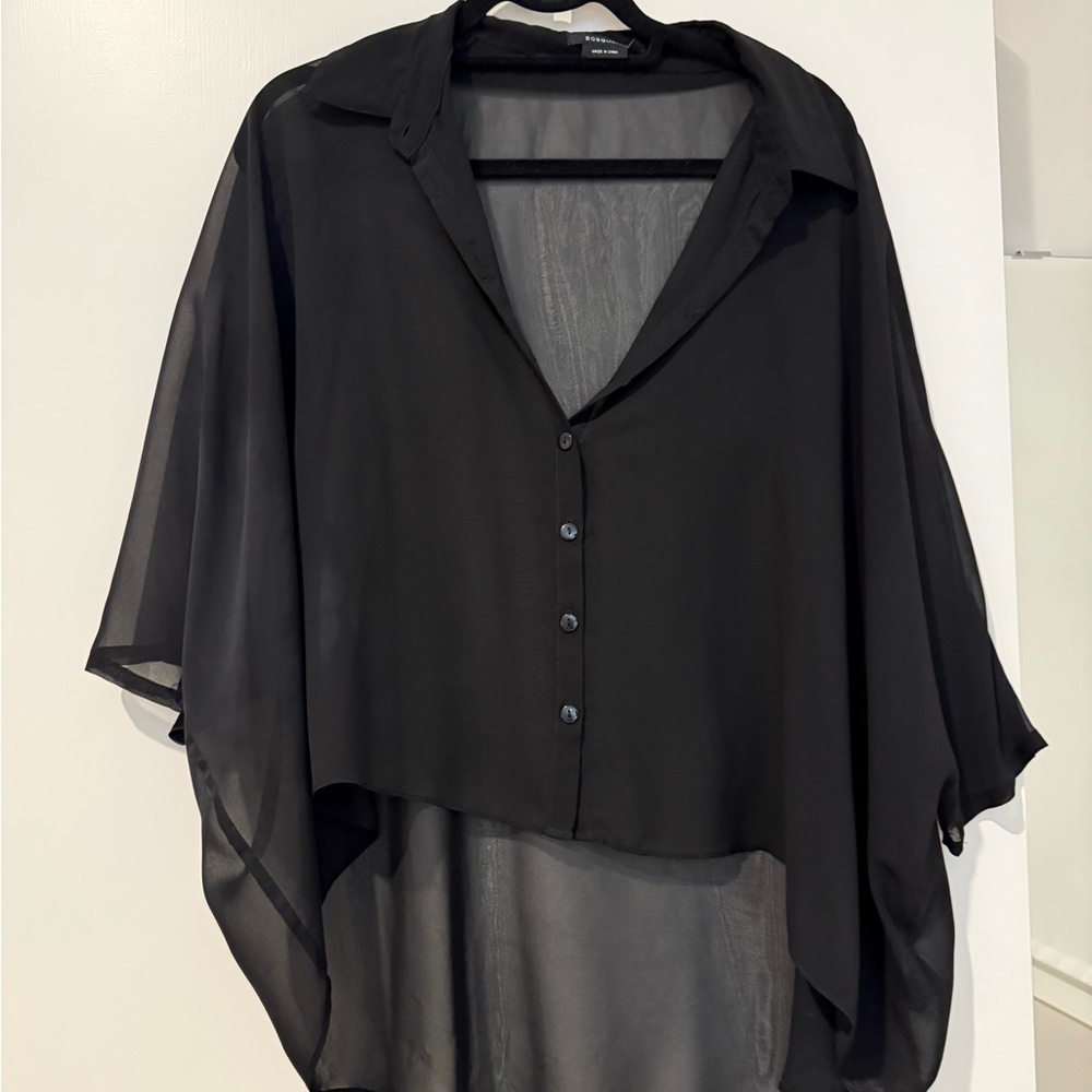 BCBGMaxAzria Black Sheer Blouse